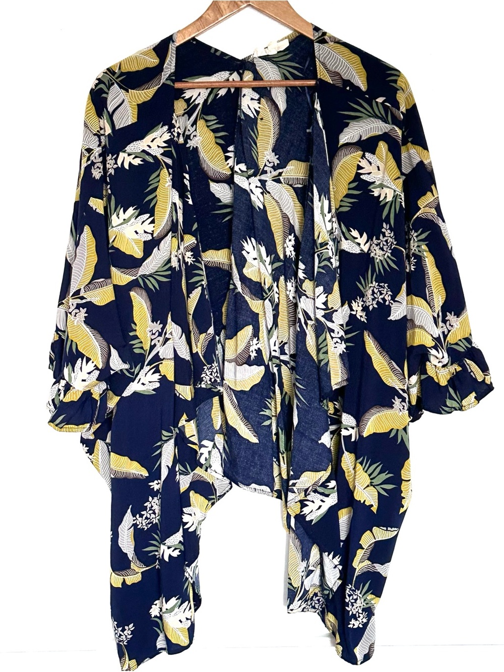 Entro Kimono Women’s XL Floral Boho Open Front Lightweight Short Sleeve Cover Up